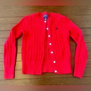 POLO RALPH LAUREN Little Girl's Mini-Cable Cotton Cardigan Classic Red Sz 6